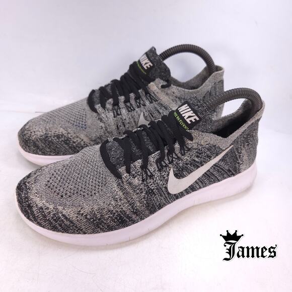 Nike Free RN Flyknit Athletic Training Shoe Womens Size 7 880844-003 Gray Black - Picture 1 of 10